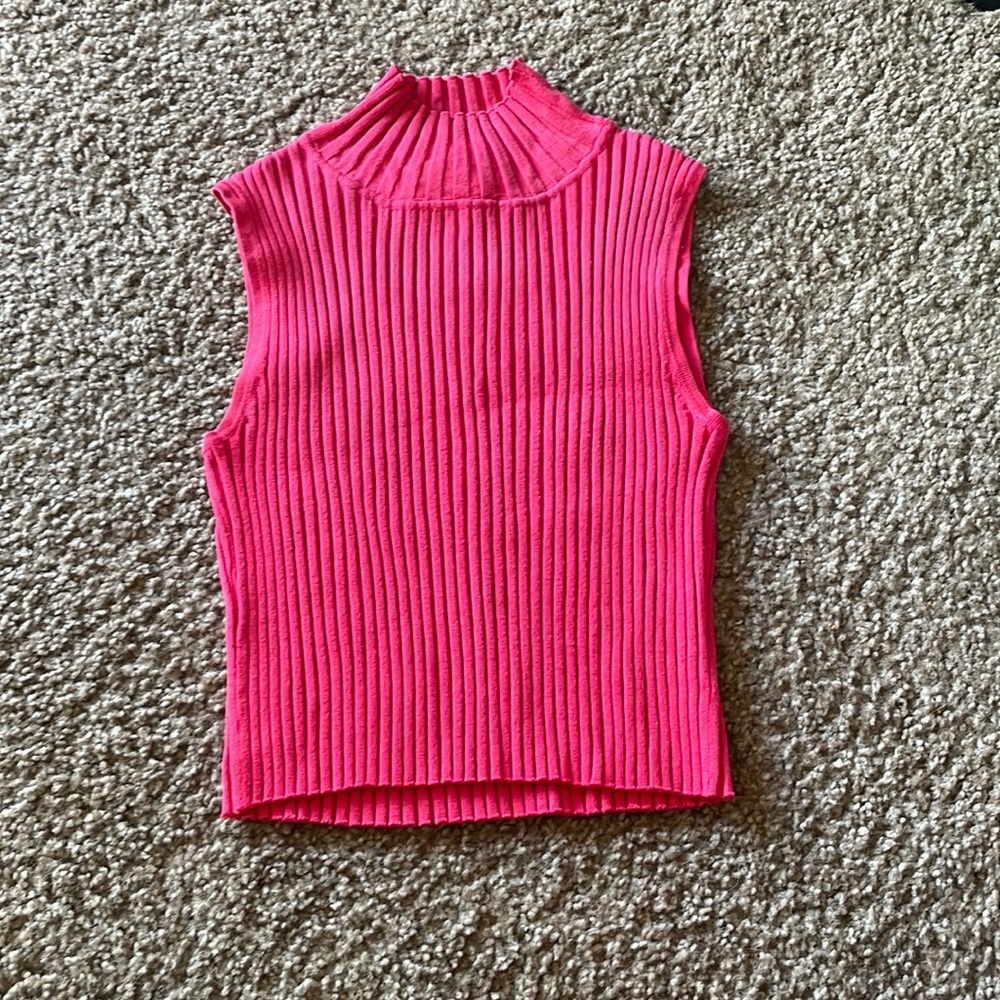 ribbed turtleneck tank top